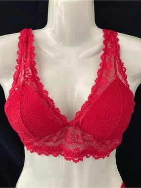 Rose + Vine Red Lace Bralette XS/S